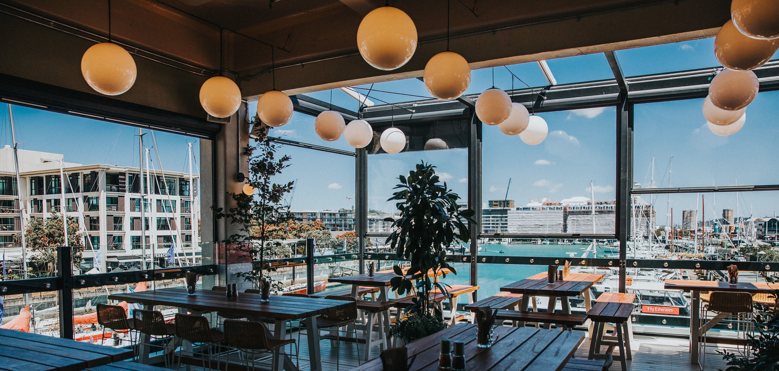 Saint Alice bar overlooking Auckland's Viaduct Harbour